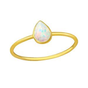 24k Gold Vermeil Pear Cut Opal Ring